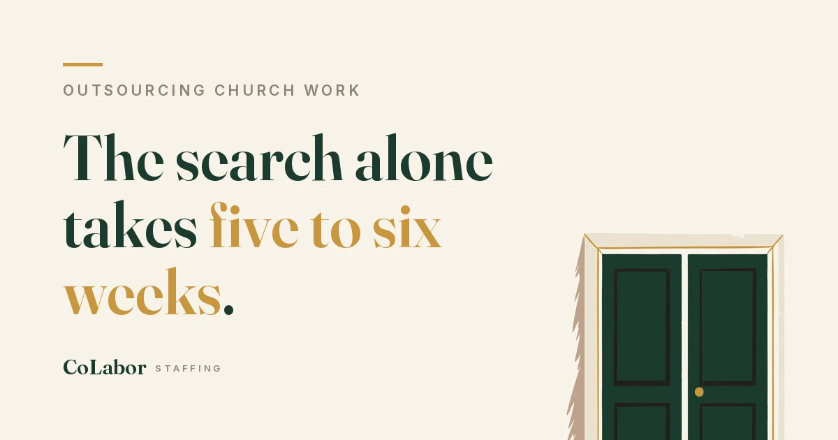 The search alone takes five to six weeks. Illustration: two doors side by side, one with a gold doorknob.